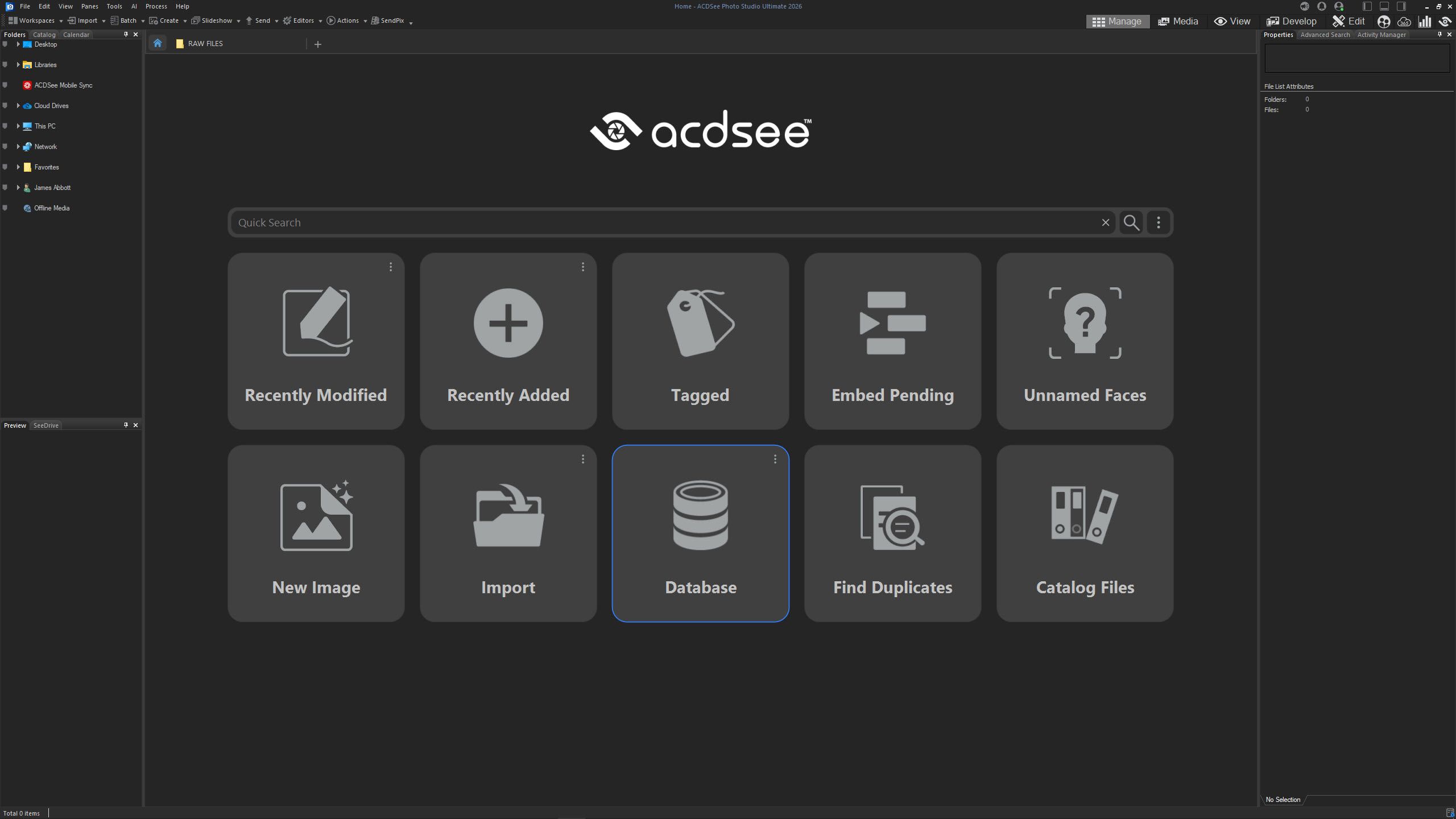 Screengrab of the ACDSee Photo Studio Ultimate 2026 user interface