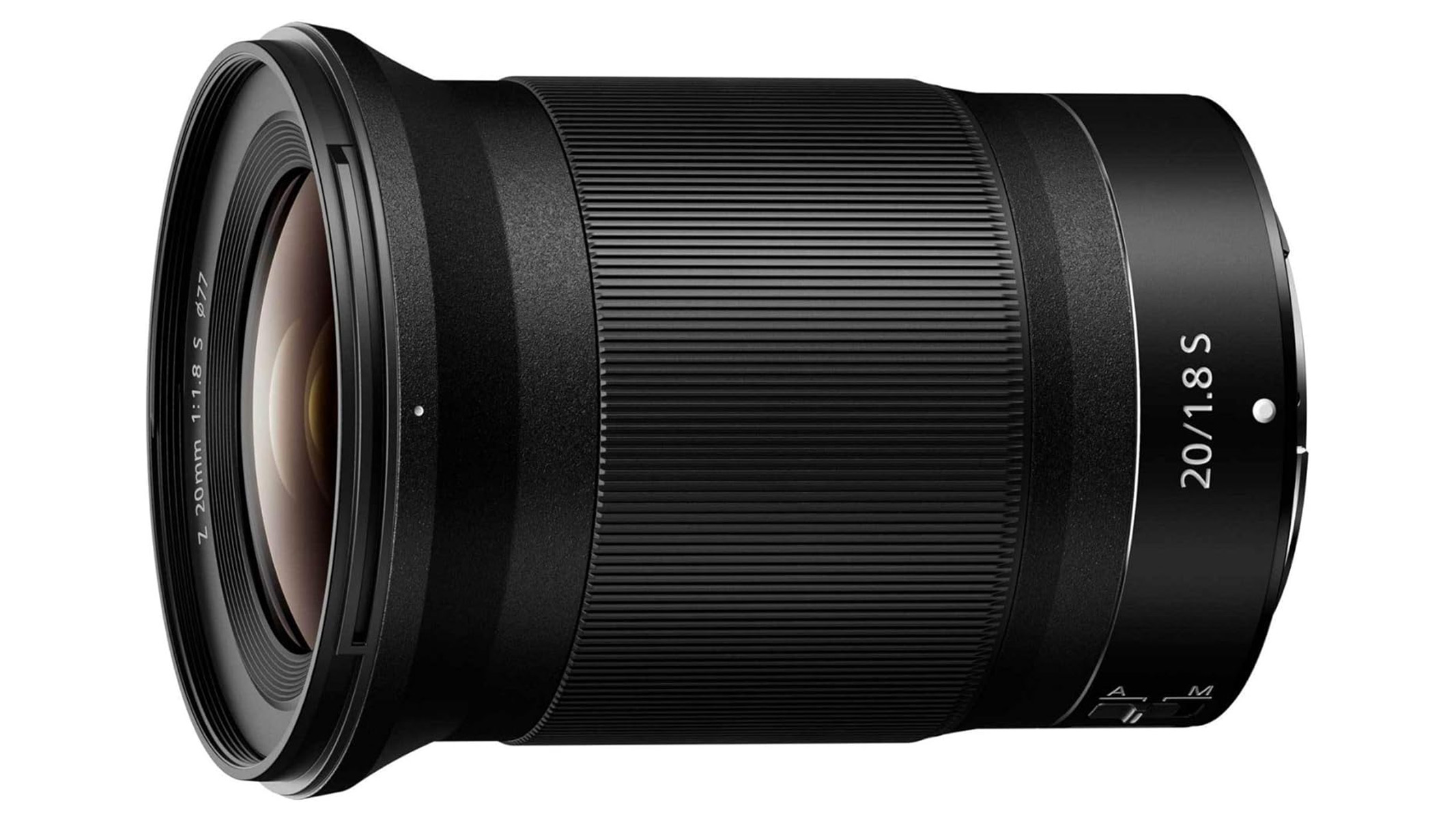 Nikon NIKKOR Z 20mm f/1.8 S on a white background