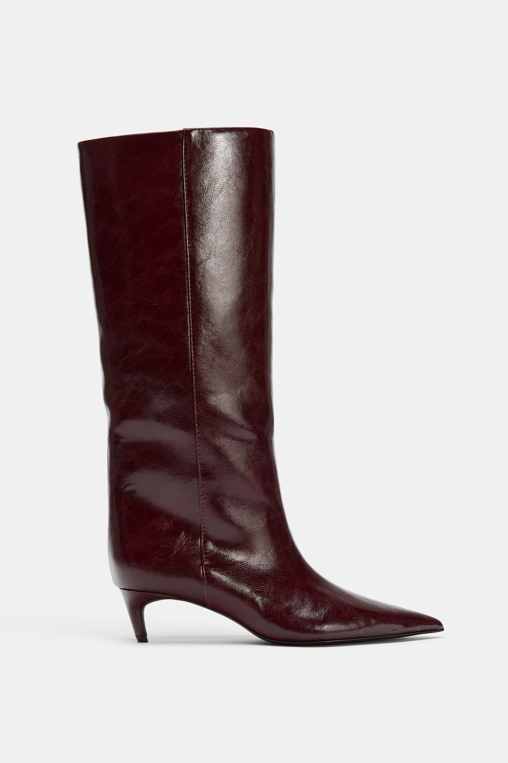 Kitten Heel Boots - Burgundy Red - 5