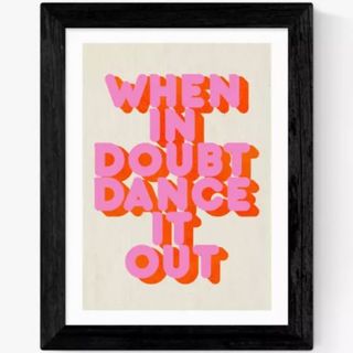 white and pink typographic print