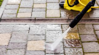 Pressure washing concrete