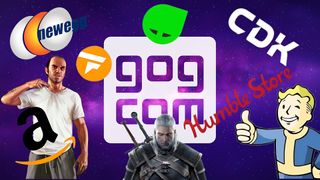 Image showing logo for GOG, CDKeys, Newegg, Humble Store, Amazon, and Green Man Gaming