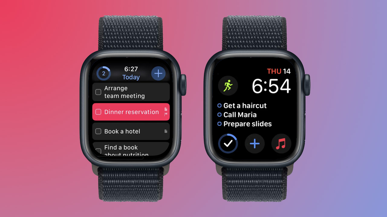 Screenshots of Things 3 on Apple Watch