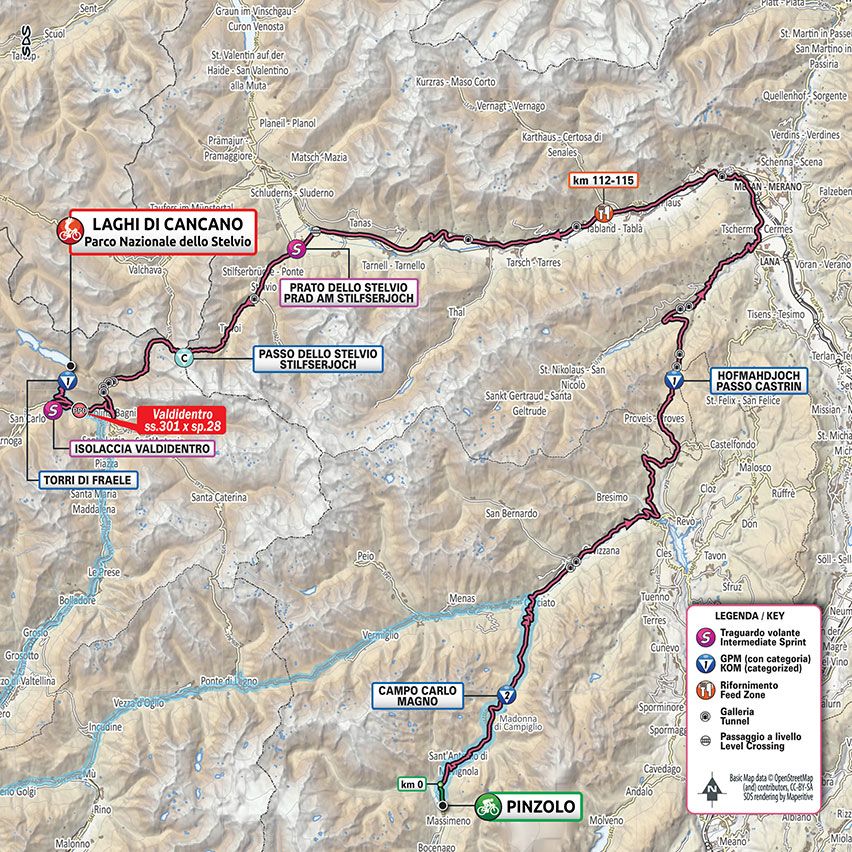 2020 Giro d'Italia Stage 18 map