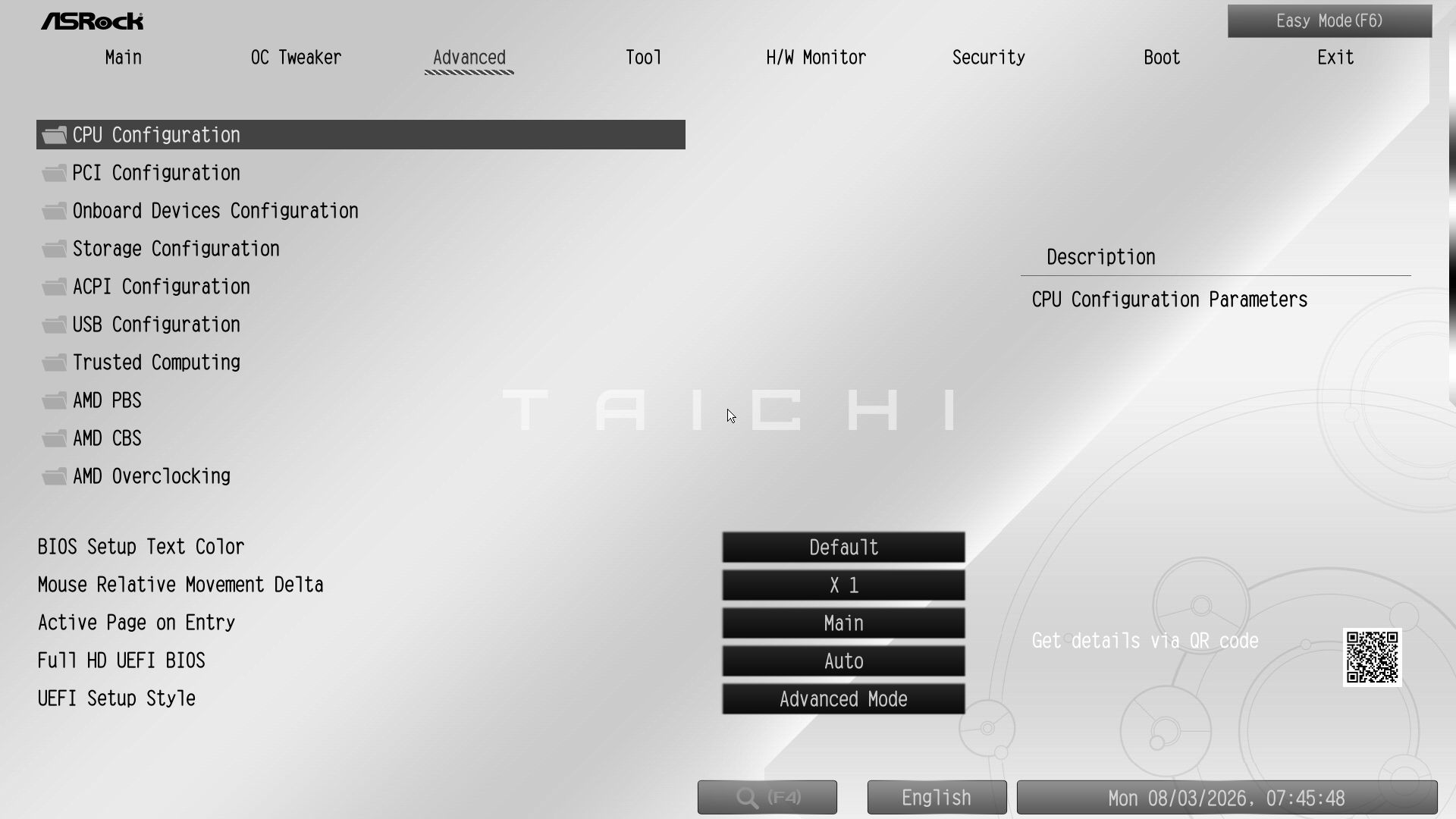 ASRock X870E Taichi White - BIOS