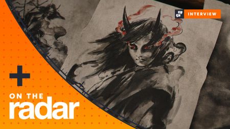 A drawing of a shinobi with horns and demonic eyes in Assassin's Creed Shadows, with an On The Radar frame