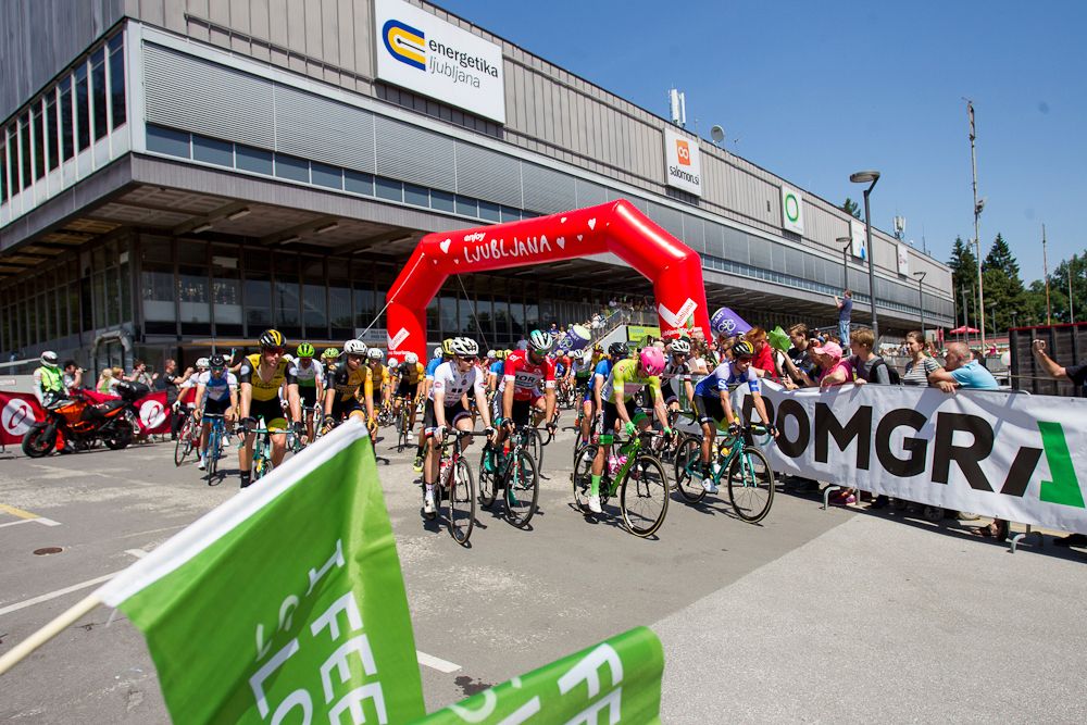 Riders at the start of stage 4 at Tour de Slovenie