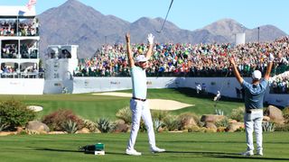 Sam Ryder celebrates his ace at the 2022 WM Phoenix Open