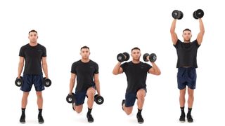 Lunges with weights: Reverse lunge and press