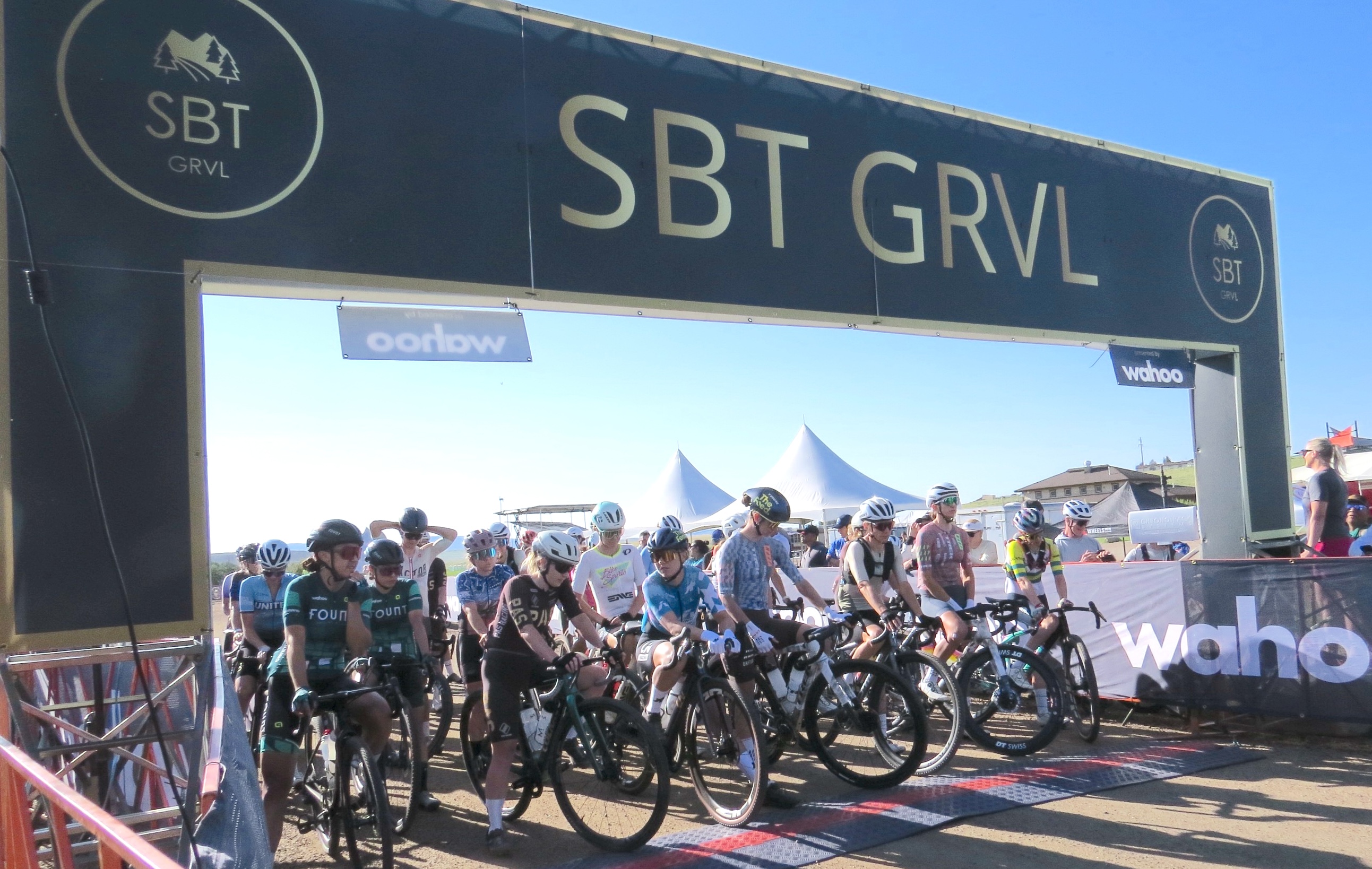 Elite women on the start in Hayden, Colorado for 2025 SBT GRVL 