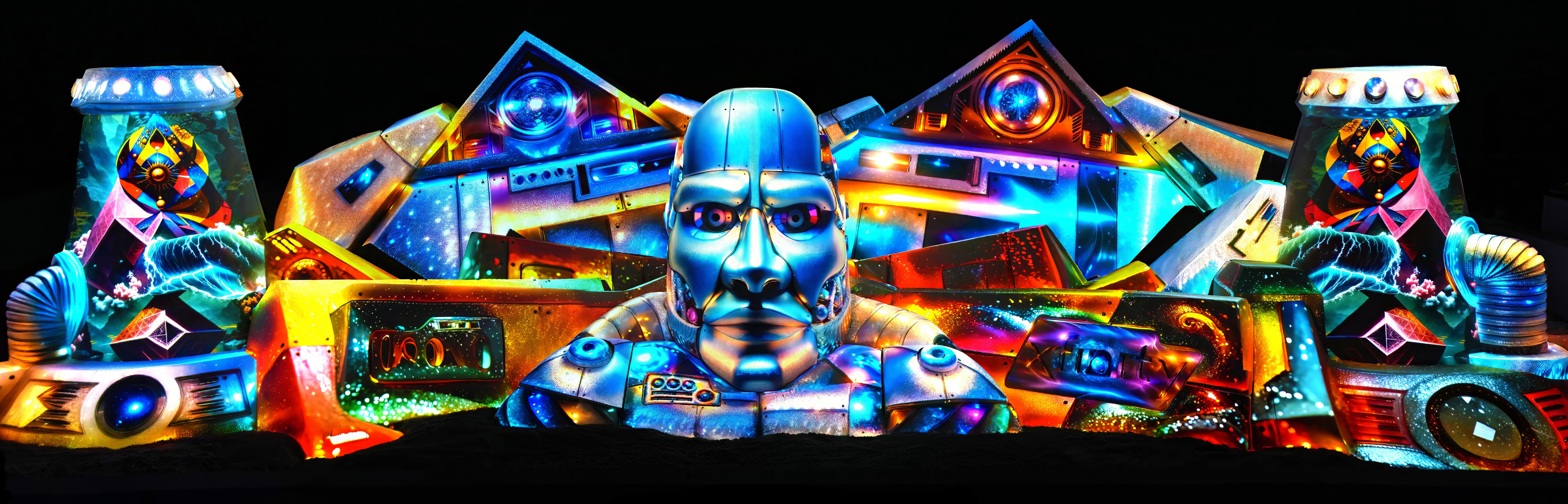 Epson projectors and AI bring these colorful sculptures and interactive displays to life at the Florida State Fair.