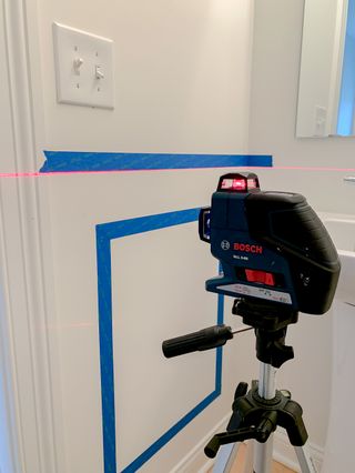 Wainscoting DIY using painters tap and laser