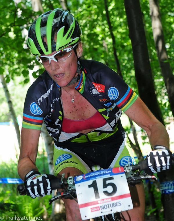 Former world champion Ginn-Rita Dahle Flesjaa (Multivan Merida) riding in the top ten