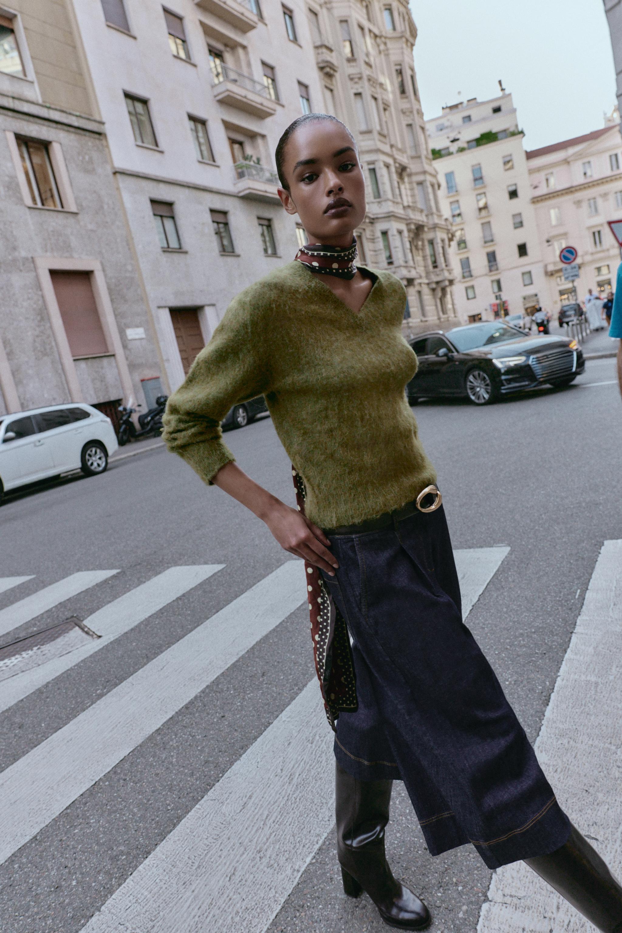 Brushed Effect Knit Sweater