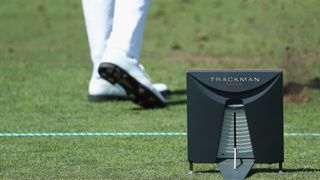 Photo of a Trackman unit being used on the PGA Tour