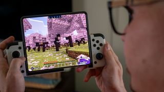 Playing Minecraft on a Samsung Galaxy Z Fold 5 using a GameSir X2 controller