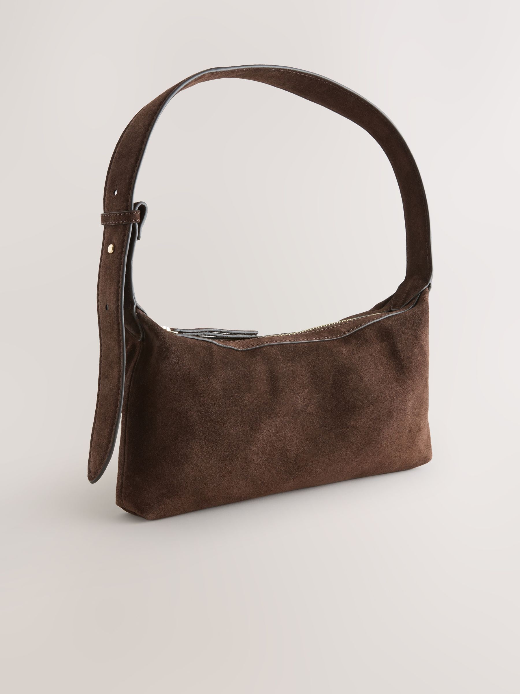 Chocolate Brown Leather Mini Shoulder Bag - Size One