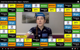 Lauren Stephens won stage 2 of the Virtual Tour de France