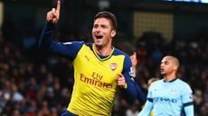 Olivier Giroud of Arsenal celebrates after scoring the second goal during the match between Arsenal and Manchester City