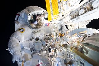 NASA astronauts Jeff Williams and Kate Rubins venture outside the International Space Station again today (Sept. 1) to retract a thermal control radiator and install at least one new high-definition television camera. This is the astronauts' second spacew