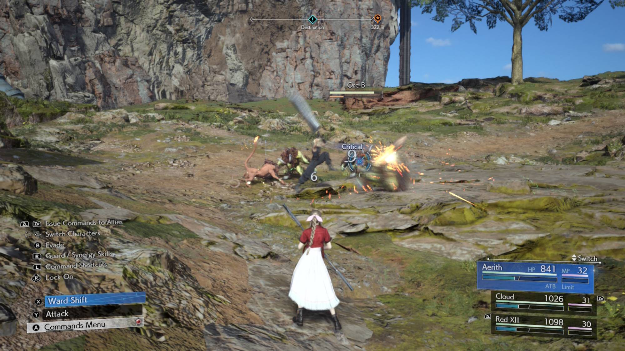 Screenshot of Final Fantasy VII Rebirth on Switch 2 showing Aerith in battle