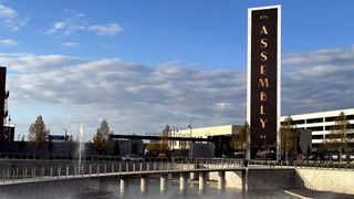 The LED media tower at Assembly Atlanta studios. 