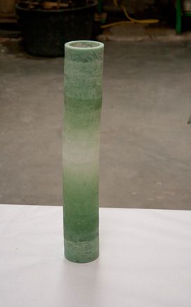 Cylinder shaped vase in shades of green
