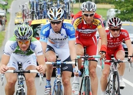 The day's four-man break of Romain Feillu (Agritubel), Will Frischkorn (Garmin Chipotle - H30), Paolo Longo Borghini (Barloworld) and Samuel Dumoulin (Cofidis).