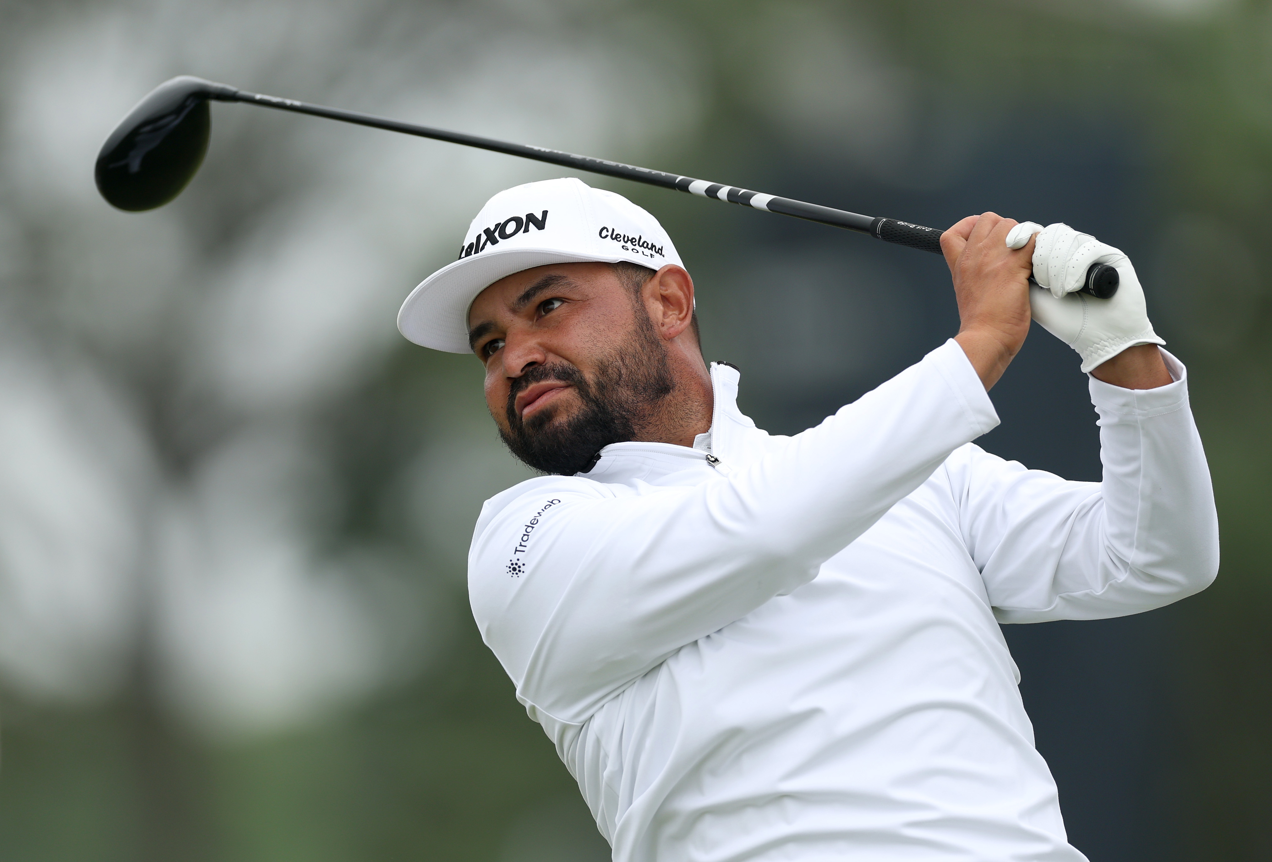 JJ Spaun of the United States plays a shot from the eighth tee during the first round of the 126th US Open at Shinnecock Hills Golf Club
