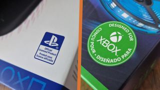 Official licensing badges for Xbox and PlayStation