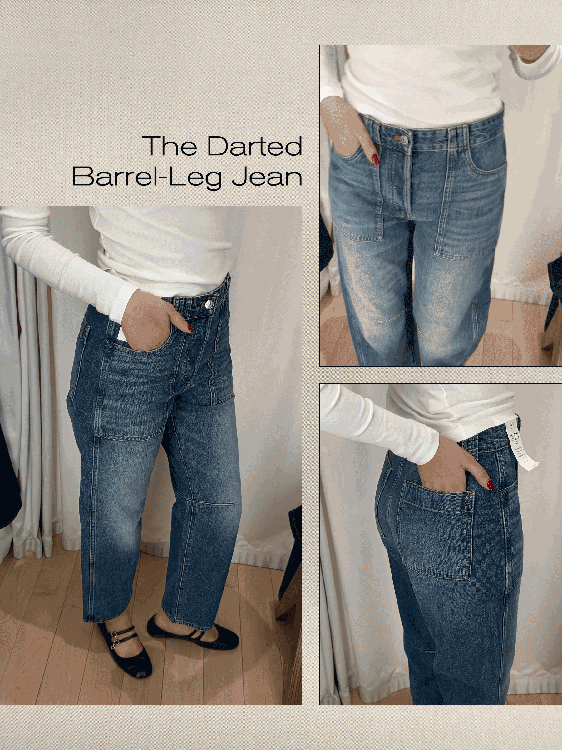 WWW assistant shopping editor Josephine Hadjiloucas tries on Madewell jeans.