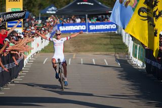 Mathieu van der Poel (Beobank-Corendon) wins in Waterloo wearing the World Cup leader's jersey