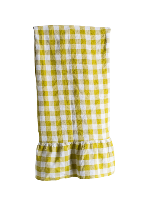 Gingham Linen Ruffle Tablecloth