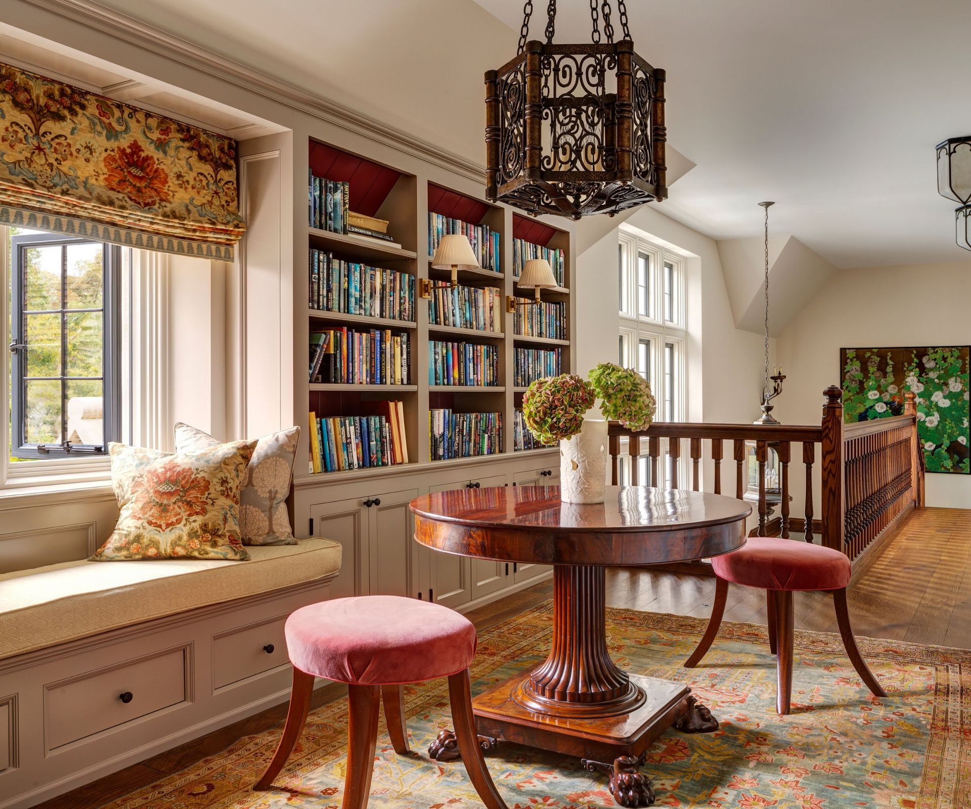 landing with window seats and small table