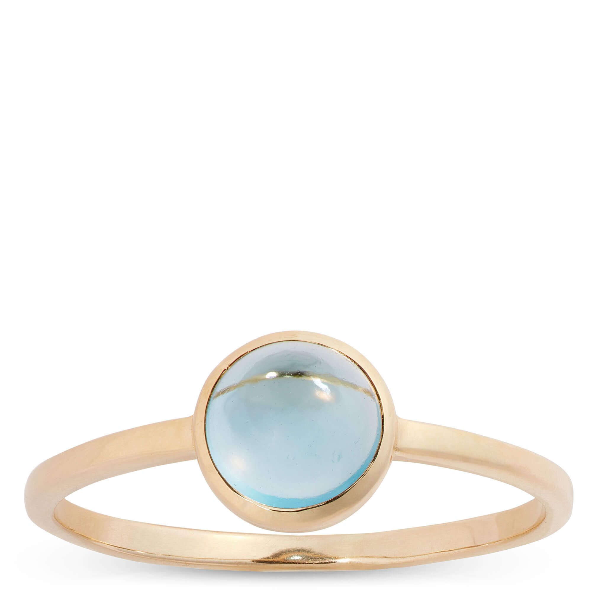 Lisa Bridge Round Blue Topaz Ring, 14k Yellow Gold