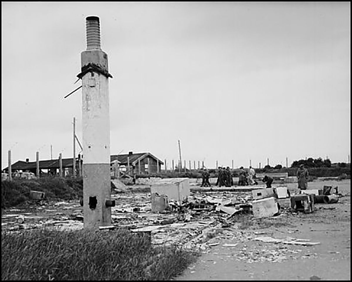 Photograph of the Sylt concentration camp taken in 1945.