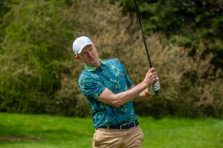 Neil Tappin testing the Reflo Congo polo shirt on the golf course