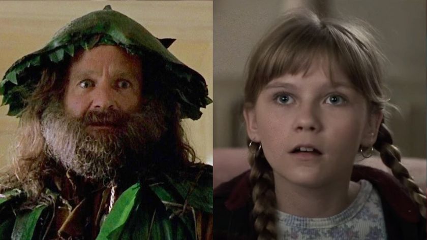 Robin Williams and Kirsten Dunst in different shots from Jumanji