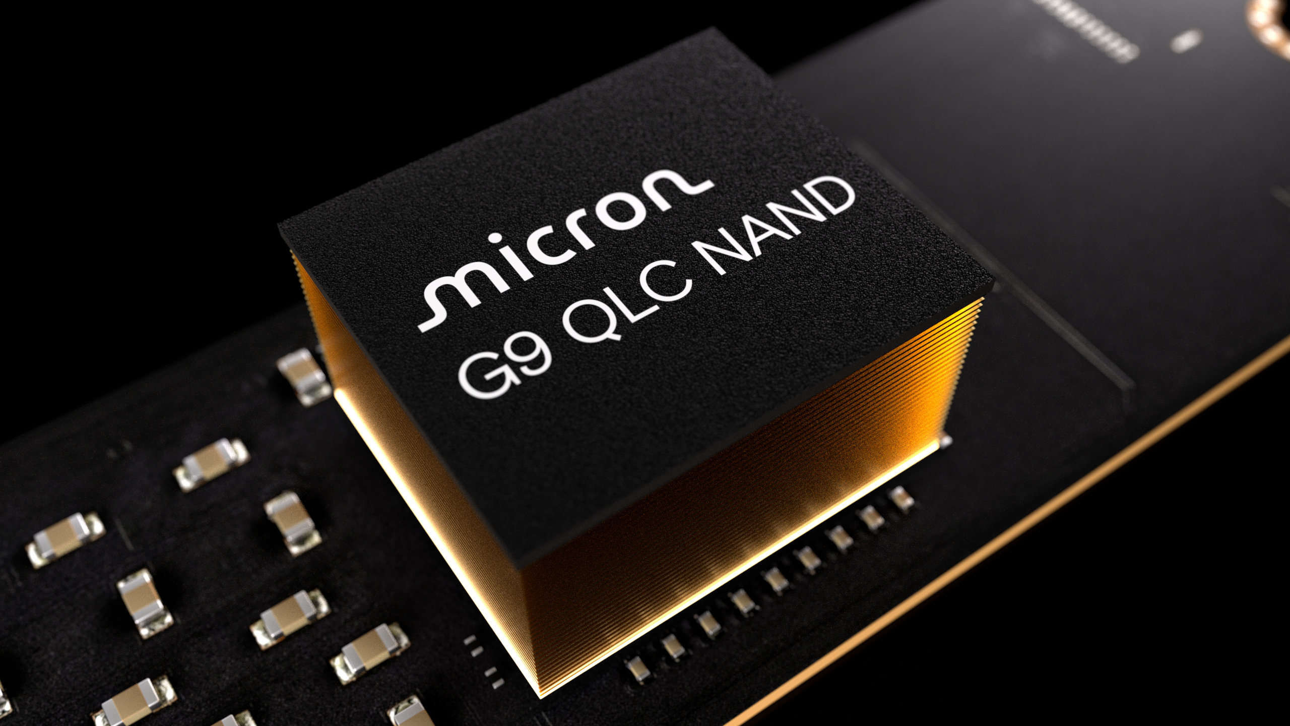 A promotional, stylised image for Micron&#039;s G9 QLC NAND flash memory chip 