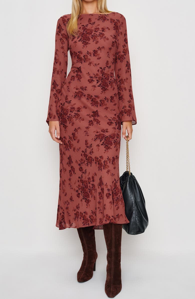 Esra Floral Print Long Sleeve Dress