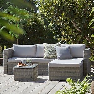 Alexandria Rattan Effect Garden Corner Sofa Set, No Tools Required - Natural