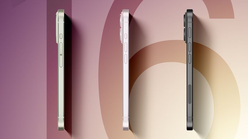 A render of three iPhone 16 prototypes