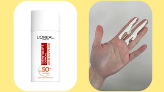 Images showing L'Oreal Paris Revitalift SPF 50 and swatches