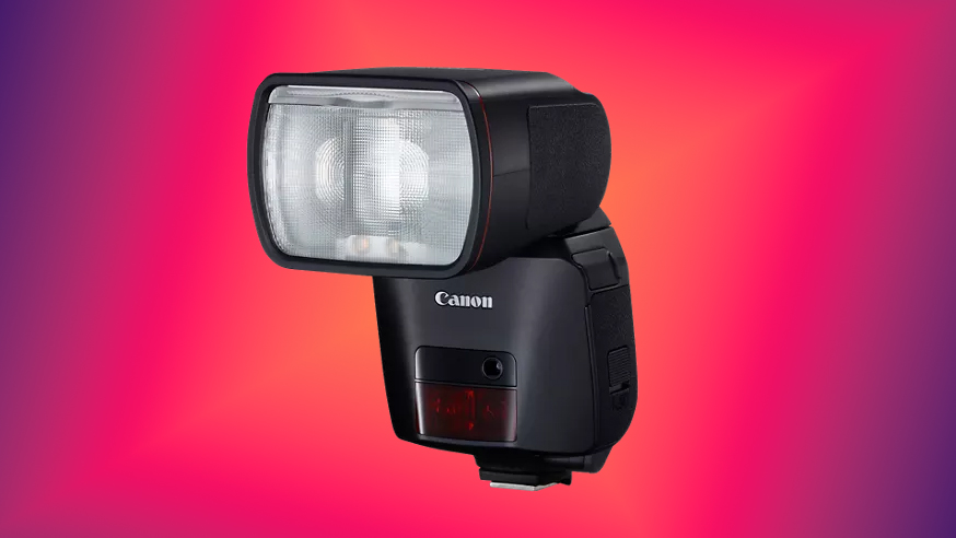 The Canon Speedlite EL-1 Ver. 2 on a colorful background
