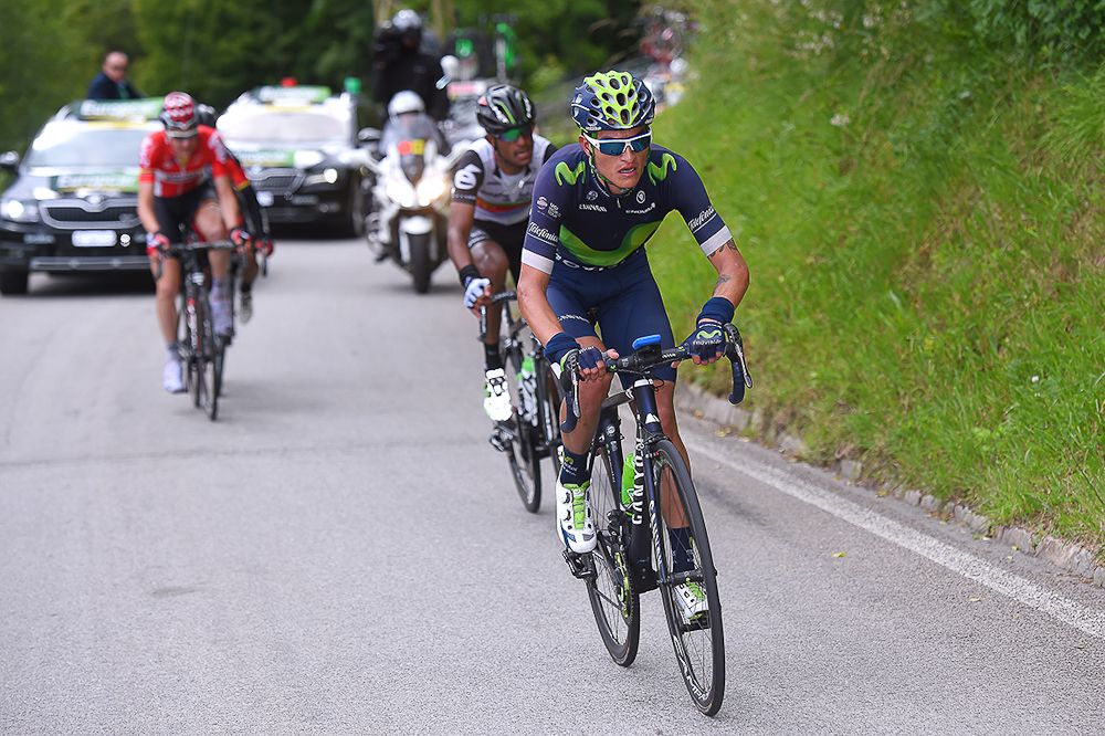 Winner Anacona attacks on the final climb during stage 5 at Tour de Suisse