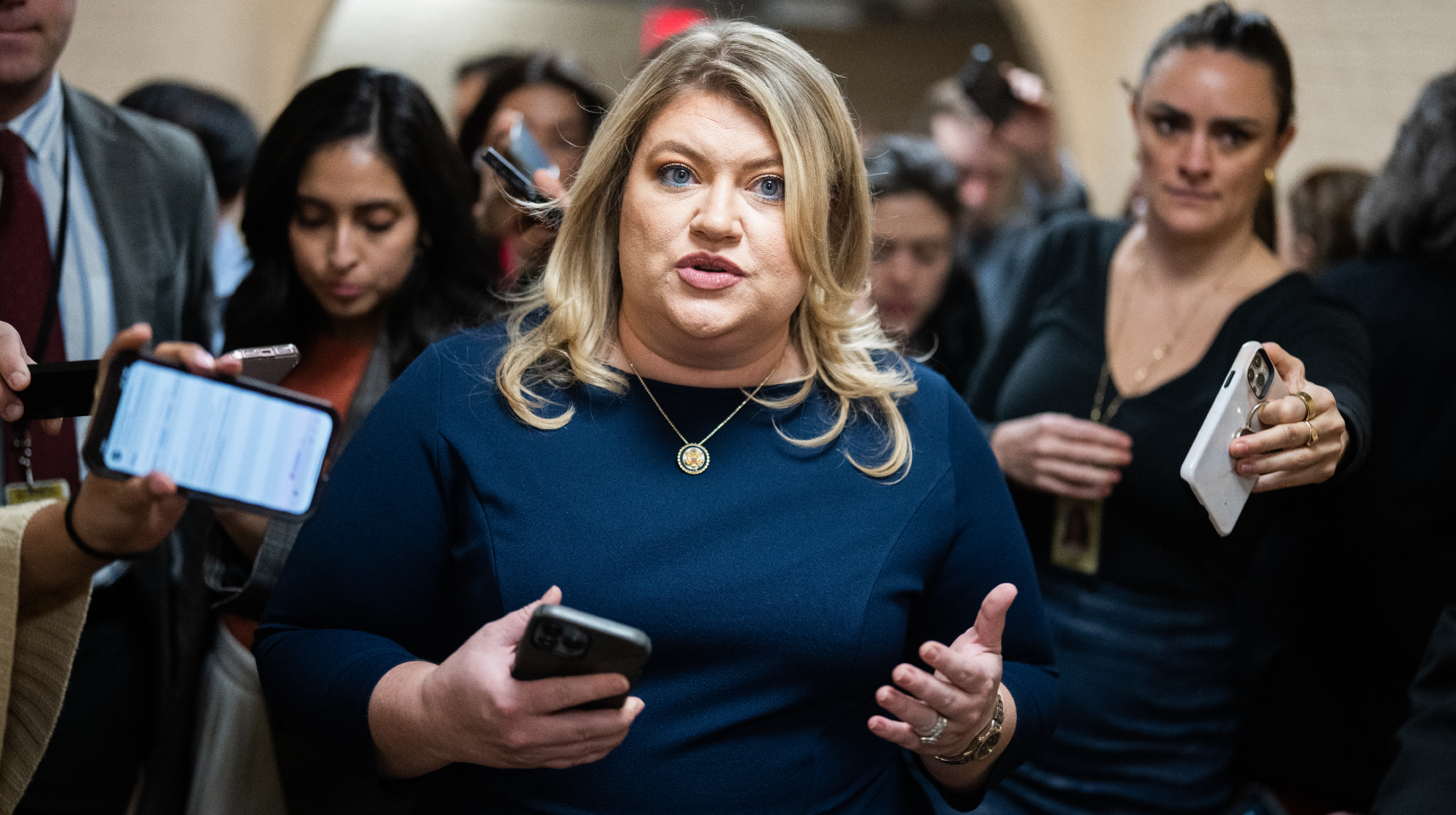 Rep. Kat Cammack, R-Fla., leaves a meeting of the House Republican Conference in the U.S. Capitol on March 11, 2025