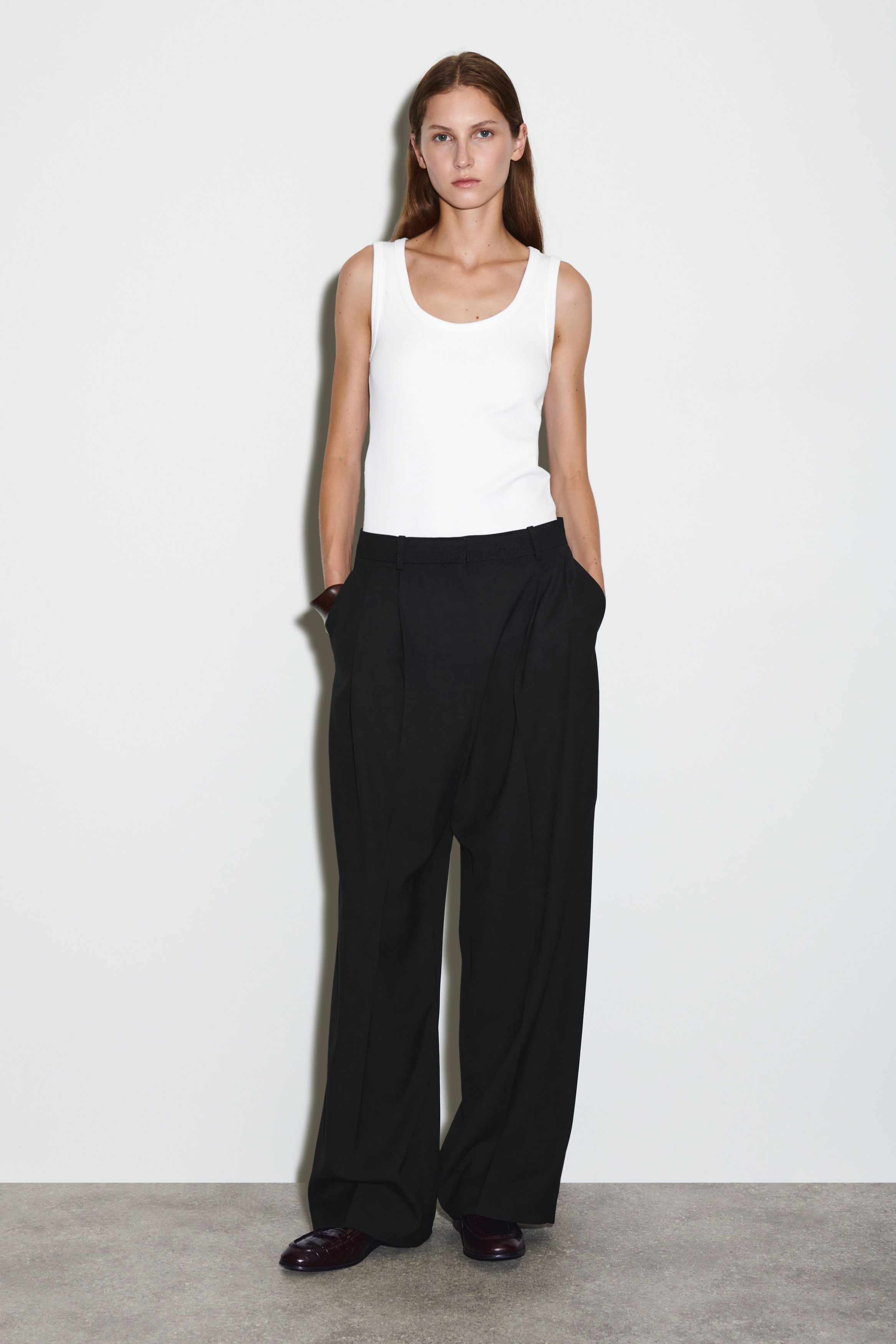 Relaxed Twill Wide-Leg Trousers