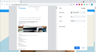 how to save a web page as a PDF in Chrome