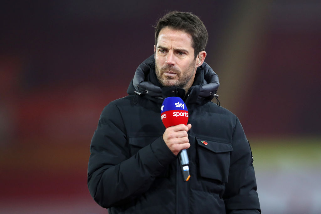 Jamie Redknapp speaks on Sky Sports during the Premier League match between Southampton and Newcastle United at St Mary's Stadium on November 06, 2020 in Southampton, England. Sporting stadiums around the UK remain under strict restrictions due to the Coronavirus Pandemic as Government social distancing laws prohibit fans inside venues resulting in games being played behind closed doors.