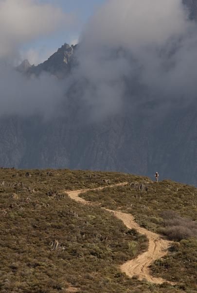 A lone rider during the stage five time trial
